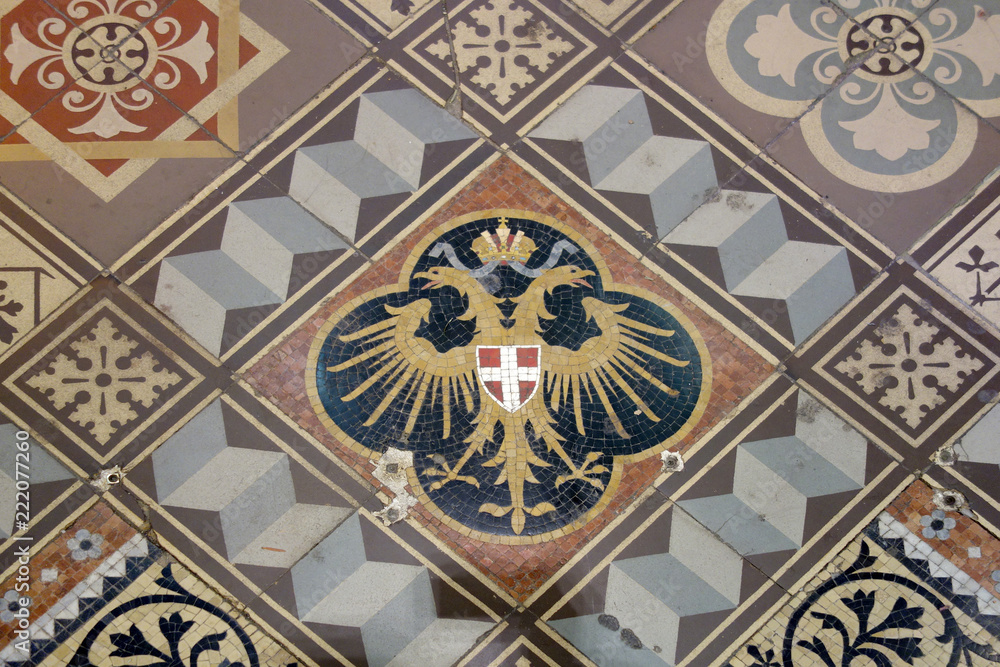 Floor of the Vienna Cathedral with a mosaic