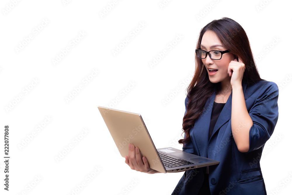 Portrait charming beautiful businesswoman. Attractive beautiful woman think work and get good idea for improving job. Gorgeous business woman feel happy, smile. isolated on white background copy space Portrait charming beautiful businesswoman. Attractive beautiful woman think work and get good idea for improving job. Gorgeous business woman feel happy, smile. isolated on white background copy space