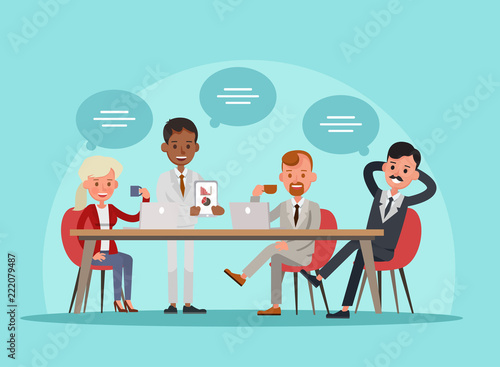 business people working in office vector character design no10