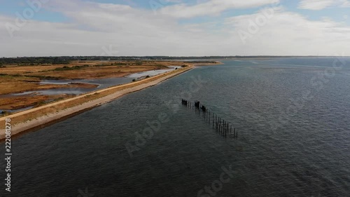 Aerial shot along the Lymington foreshore in Hampshire