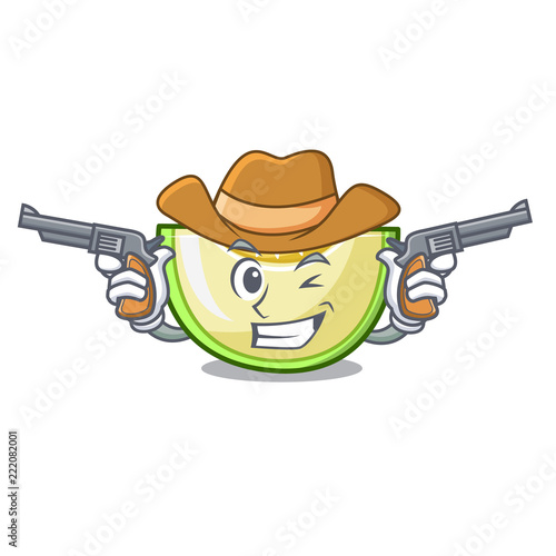 Cowboy slice of melon isolated on cartoon