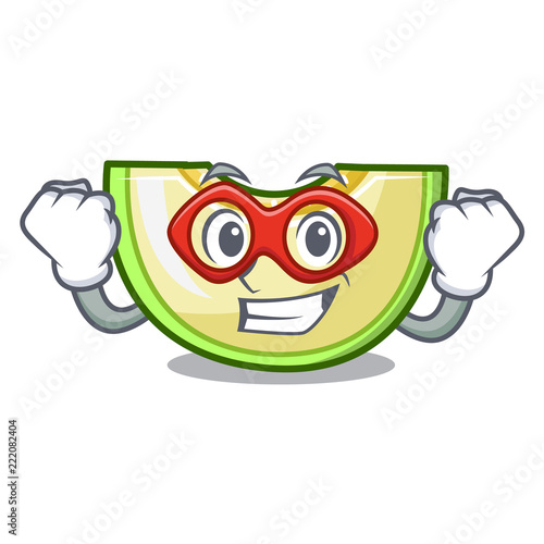 Super hero fresh melon slice in the frezeer cartoon