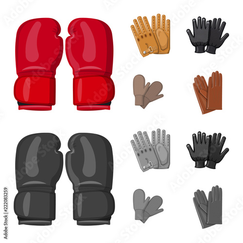 Vector design of glove and winter logo. Set of glove and equipment vector icon for stock.