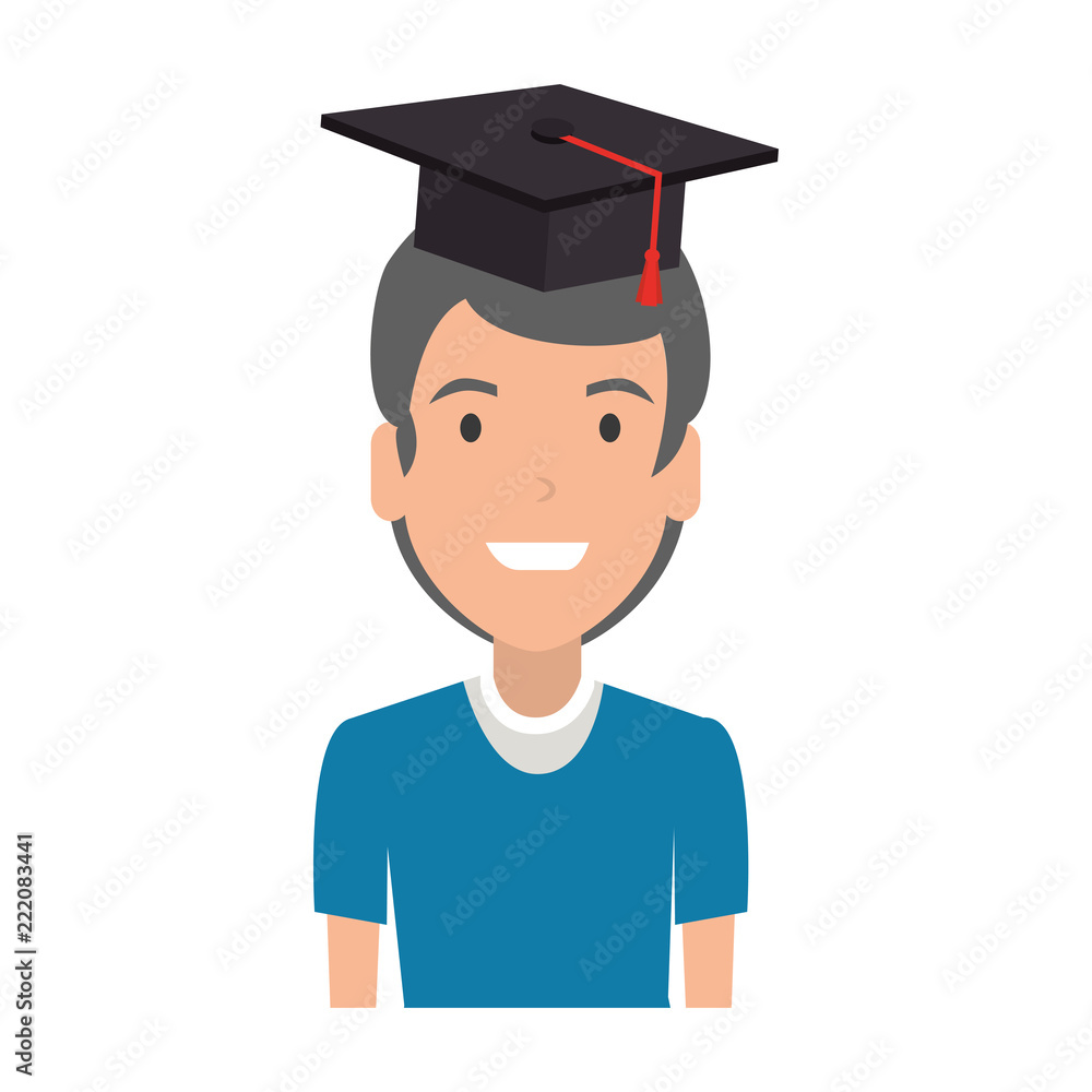 young man student with hat graduation