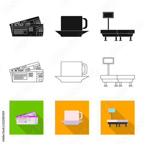 Isolated object of airport and airplane icon. Set of airport and plane stock vector illustration.