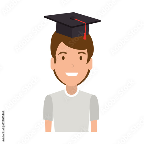 young man student with hat graduation