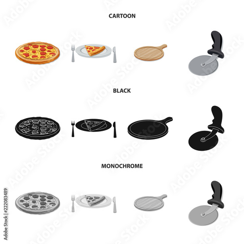 Vector illustration of pizza and food icon. Collection of pizza and italy stock symbol for web.