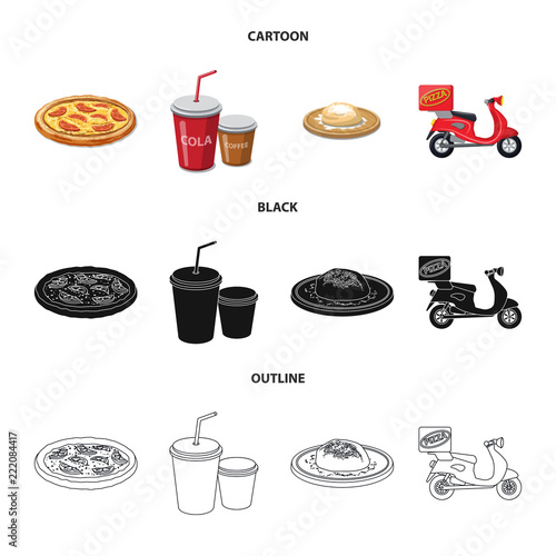Vector design of pizza and food sign. Collection of pizza and italy stock symbol for web.