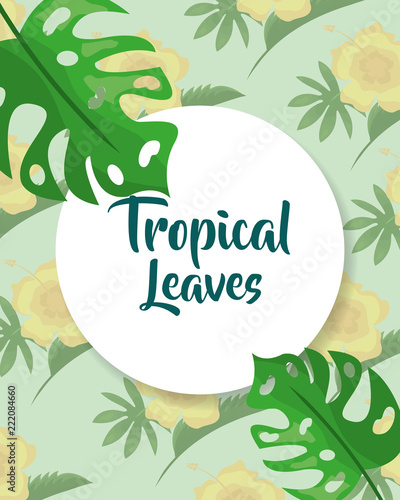 tropical leaves label template monstera palm