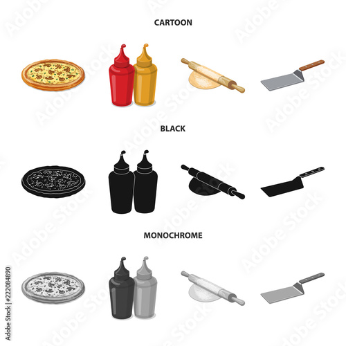 Vector illustration of pizza and food logo. Collection of pizza and italy vector icon for stock.