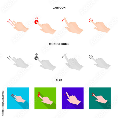Vector illustration of touchscreen and hand symbol. Set of touchscreen and touch stock symbol for web.