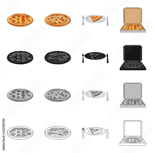 Isolated object of pizza and food logo. Collection of pizza and italy vector icon for stock.