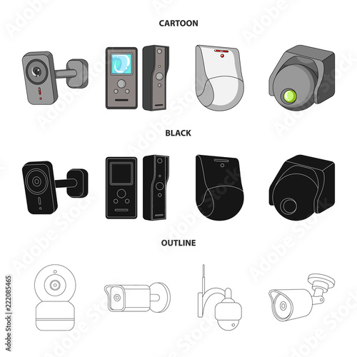 Vector design of cctv and camera sign. Set of cctv and system stock vector illustration.