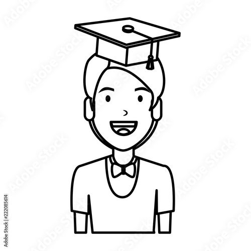young man student with hat graduation