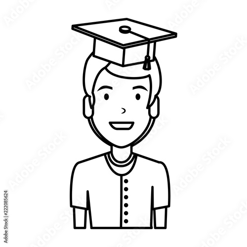 young man student with hat graduation