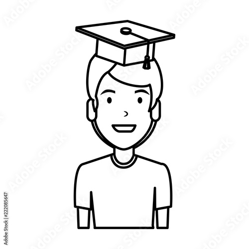young man student with hat graduation