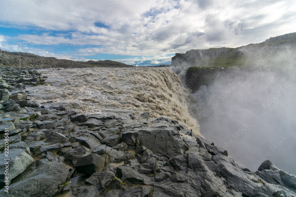 Dettifoss Waterfall and canyon, North Iceland