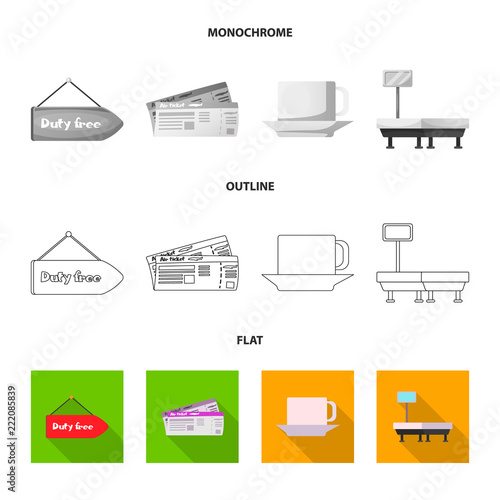 Isolated object of airport and airplane sign. Collection of airport and plane stock vector illustration.