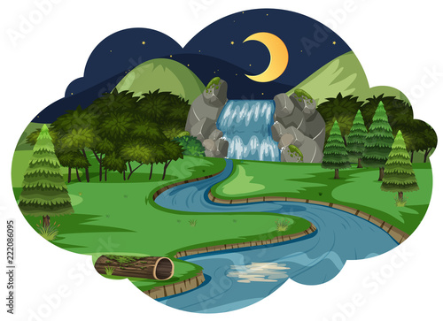 Waterfall night time scene