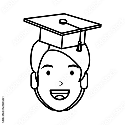 young man student head with hat graduation
