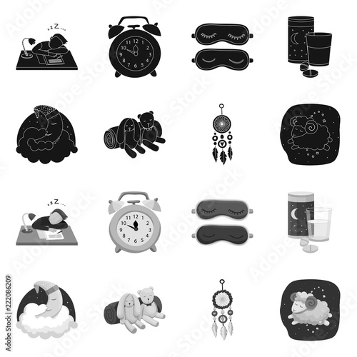 Isolated object of dreams and night logo. Collection of dreams and bedroom stock vector illustration.