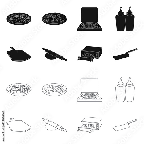 Vector design of pizza and food sign. Set of pizza and italy vector icon for stock.