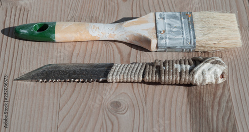 Brush and handmade knife