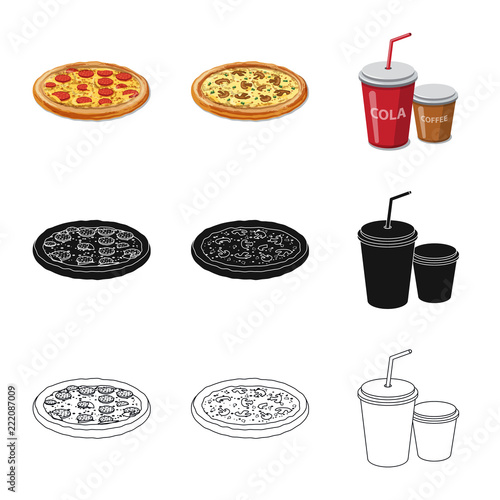 Vector design of pizza and food symbol. Set of pizza and italy stock vector illustration.