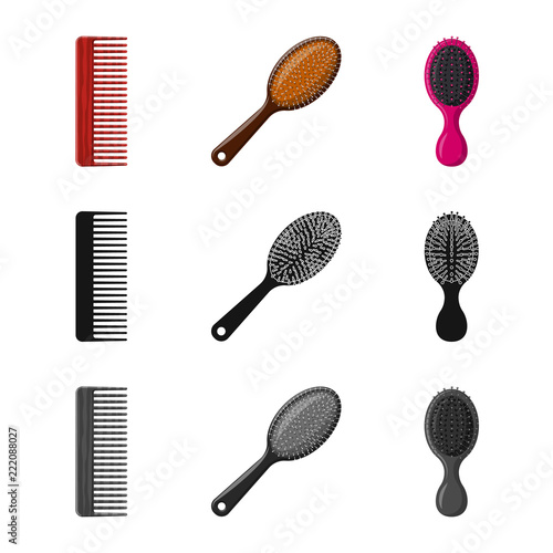 Vector illustration of brush and hair logo. Collection of brush and hairbrush stock vector illustration.