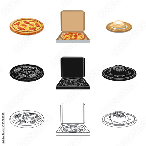 Vector illustration of pizza and food logo. Collection of pizza and italy stock vector illustration.