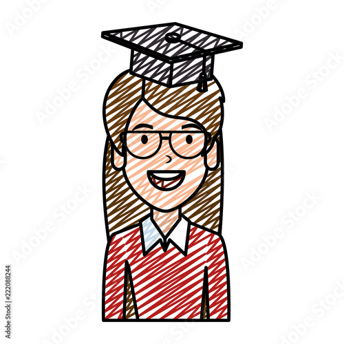 young woman student with hat graduation