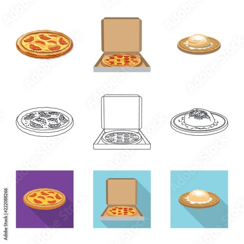 Isolated object of pizza and food logo. Collection of pizza and italy vector icon for stock.