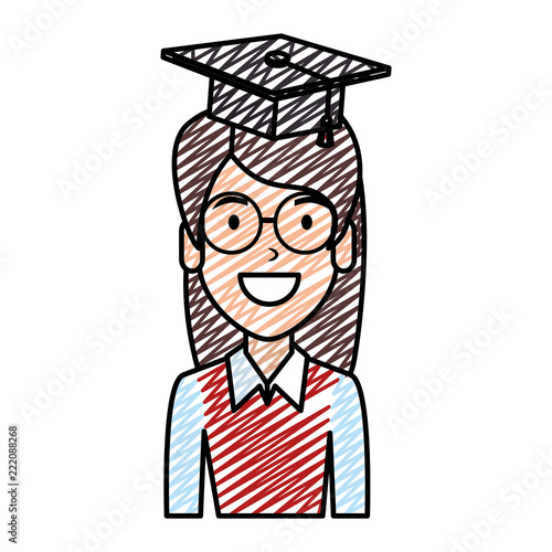young woman student with hat graduation