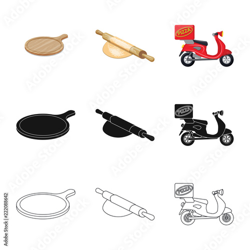 Vector design of pizza and food icon. Collection of pizza and italy stock symbol for web.