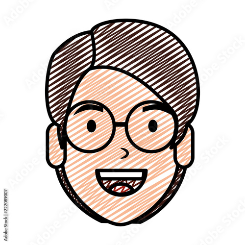 young man with glasses head character