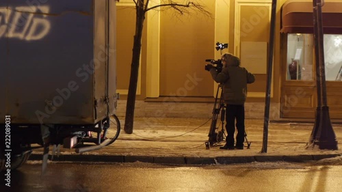 Camera Man Records Newscast Reporter photo