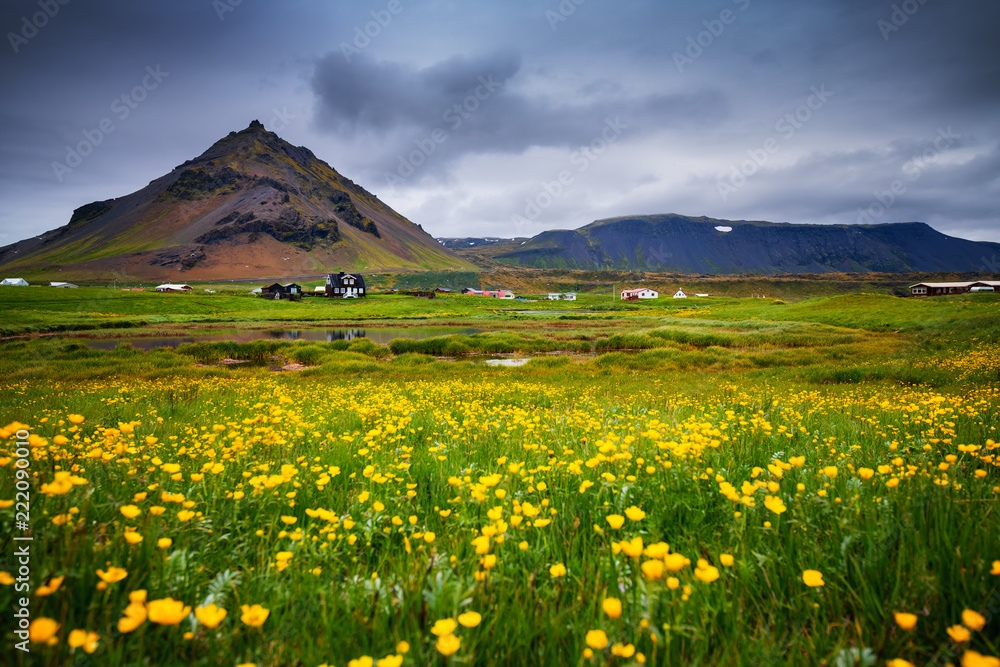 Scenic view of Hellnar fishing village ,Iceland.