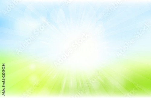 Abstract green and blue blurred gradient background. Nature blurred bokeh background with sunlight.Nature backdrop,Ecology concept for your graphic design, banner or poster