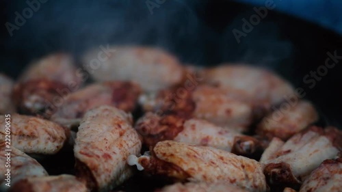 Raw Chicken Wings baking in a pan! photo