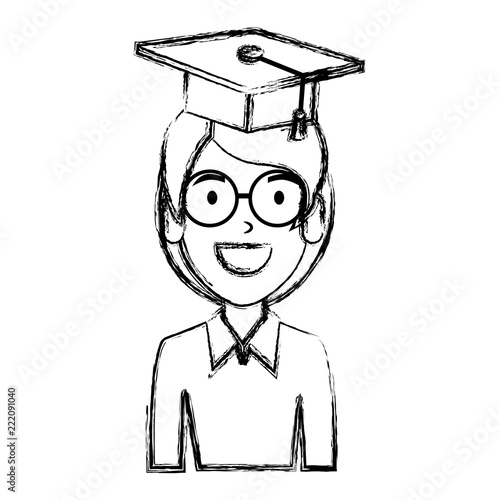 young woman student with hat graduation