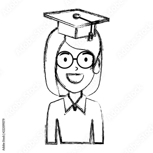 young woman student with hat graduation