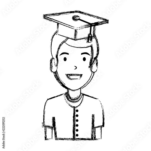 young man student with hat graduation