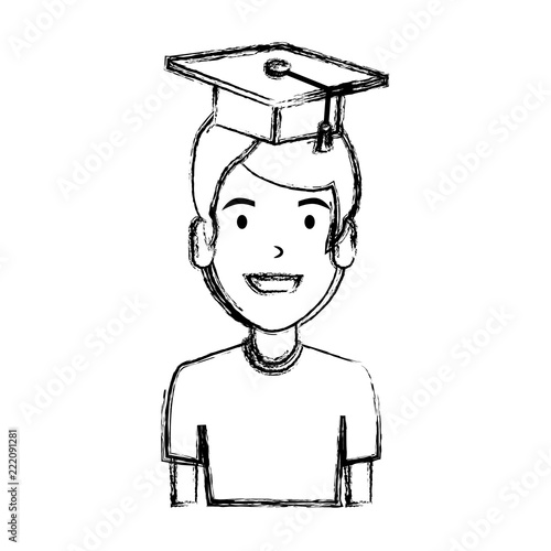 young man student with hat graduation