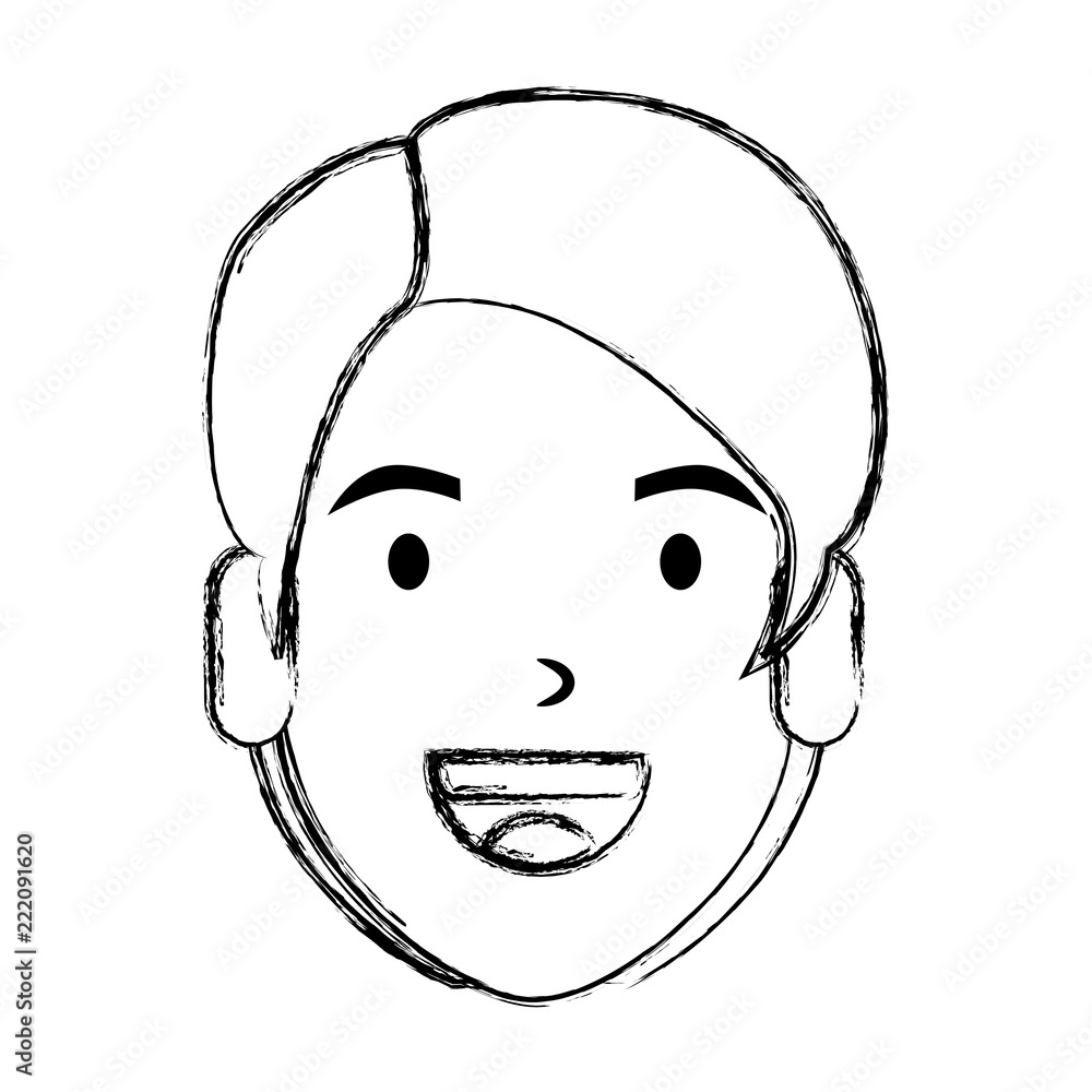 young man head character young man head character