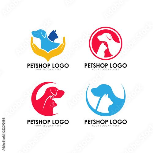 Pet shop logo design template vector icon