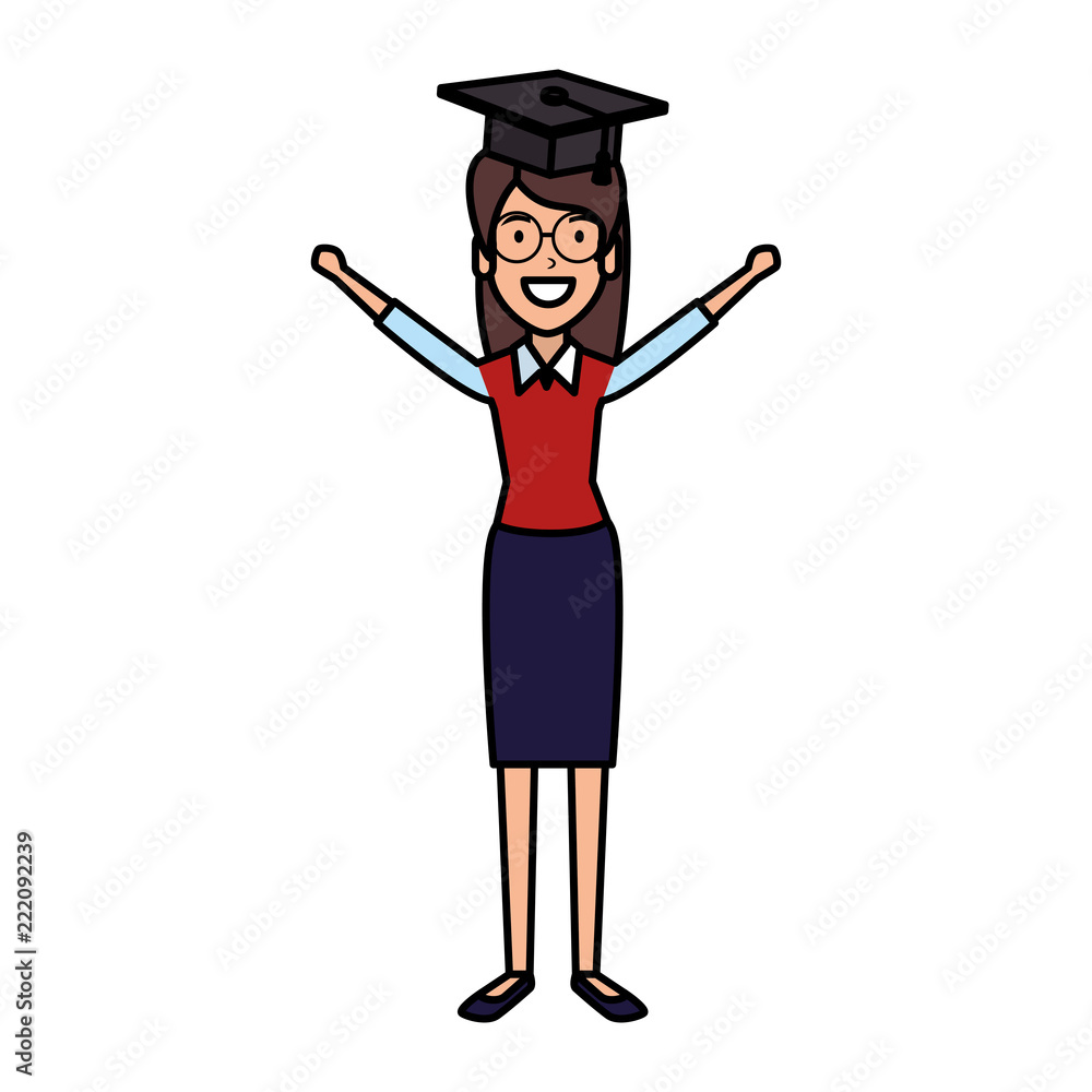 woman student celebrating with hat graduation woman student celebrating with hat graduation
