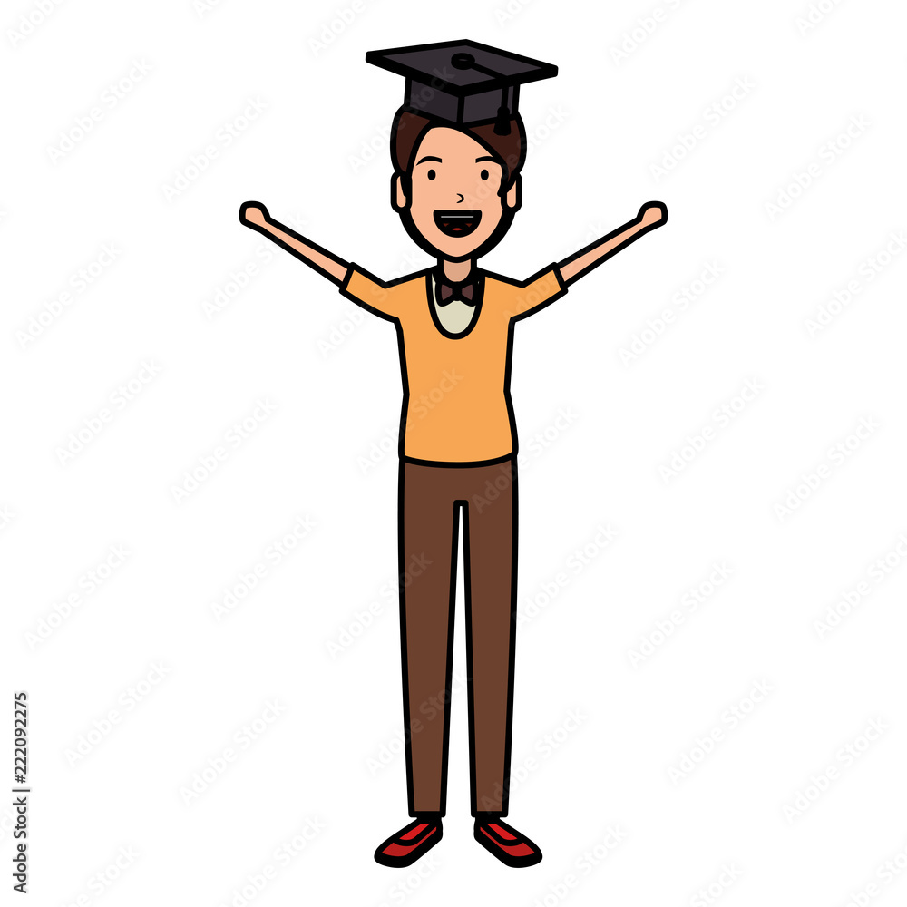 man student celebrating with hat graduation man student celebrating with hat graduation