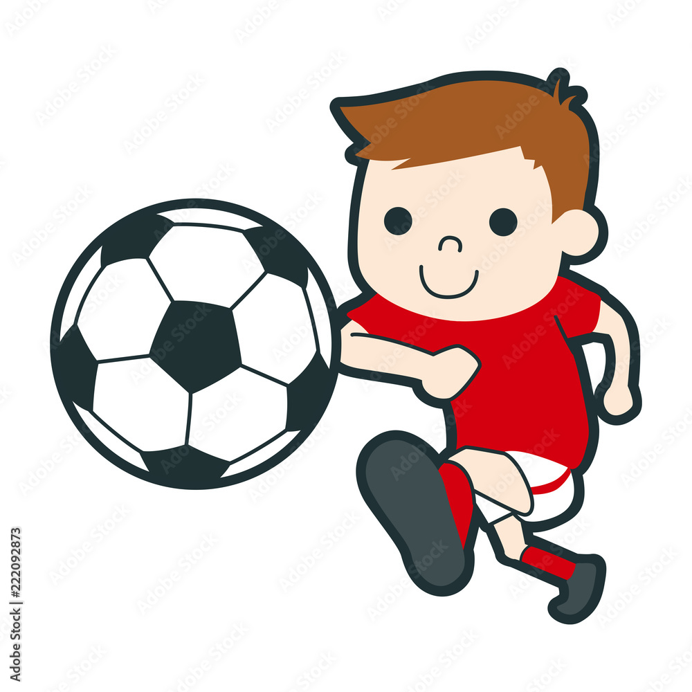 若い男の子が元気にサッカーをしているイラスト Stock Vector Adobe Stock