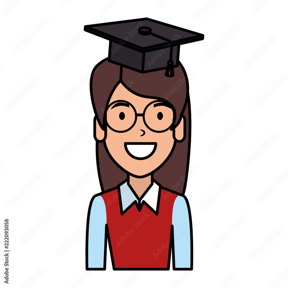young woman student with hat graduation young woman student with hat graduation