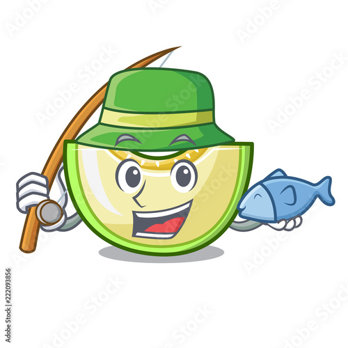 Fishing cartoon sweet melon slice to dessert